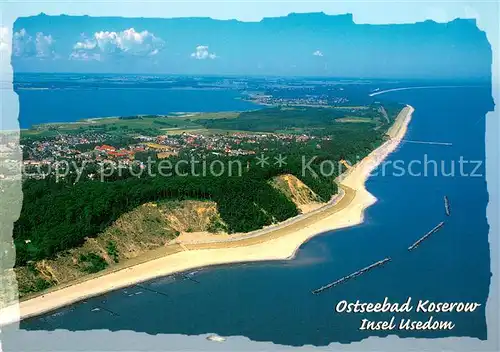 AK / Ansichtskarte Koserow_Ostseebad_Usedom Fliegeraufnahme mit Streckelsberg Koserow_Ostseebad_Usedom