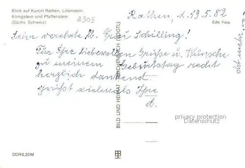 AK / Ansichtskarte Rathen_Saechsische Schweiz Fliegeraufnahme mit Lilienstein Koenigstein und Pfaffenstein Rathen Saechsische Schweiz