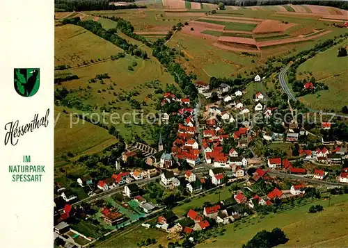 AK / Ansichtskarte Hessenthal_Spessart Fliegeraufnahme mit Wallfahrtskirche UL Frau und Kreuzigungsgruppe Hessenthal Spessart