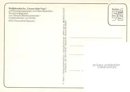 AK / Ansichtskarte Hessenthal_Spessart Fliegeraufnahme mit Wallfahrtskirche UL Frau und Kreuzigungsgruppe Hessenthal Spessart