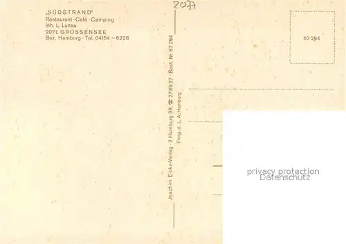 AK / Ansichtskarte Grossensee_Stormarn Suedstrand Fliegeraufnahme Grossensee_Stormarn