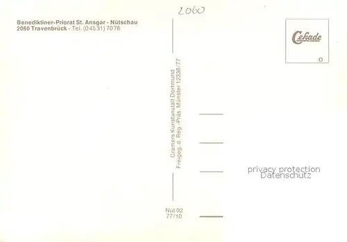 AK / Ansichtskarte Travenbrueck Benediktiner Priorat St Ansgar Nuetschau Fliegeraufnahme Travenbrueck