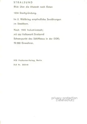 AK / Ansichtskarte Stralsund Altstadtblick Fliegeraufnahme 