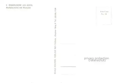AK / Ansichtskarte Duesseldorf Stadtpanorama mit Rheinufer Duesseldorf