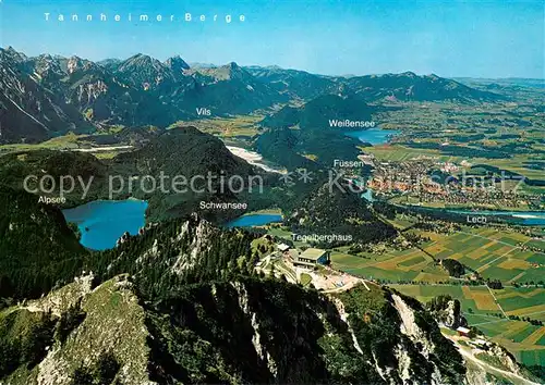 AK / Ansichtskarte Schwangau Blick vom Tegelberggipfel Tannheimer Berge Alpsee Schwansee Fuessen Tegelberghaus Lech Schwangau