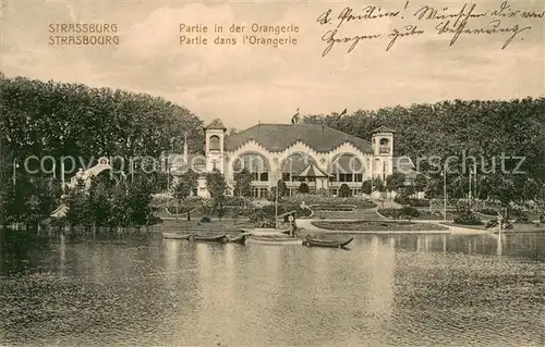 AK / Ansichtskarte Strassburg_Elsass Partie in der Orangerie Strassburg Elsass