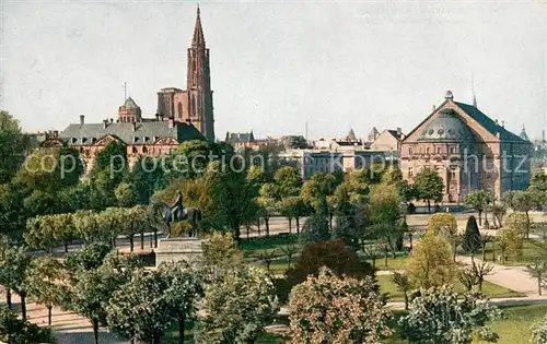 AK / Ansichtskarte Strassburg_Elsass Kaiserplatz Blick zum Muenster Strassburg Elsass