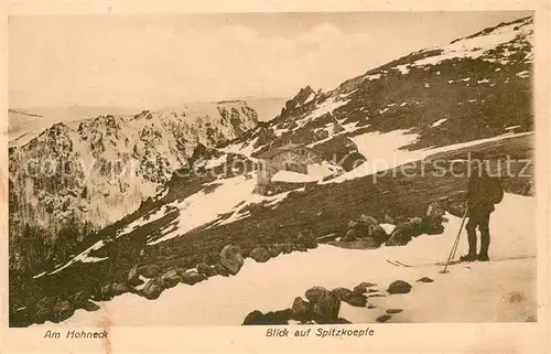 AK / Ansichtskarte Gerardmer_Vosges Am Hohneck Blick auf Spitzkoepfe Berghuette Skifahrer Gerardmer Vosges