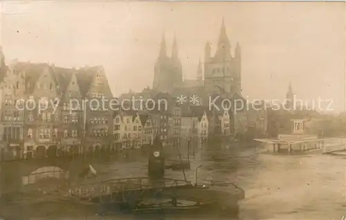 AK / Ansichtskarte Koeln_Rhein Rheinwerft beim Hochwasser 1919 20 Koeln_Rhein