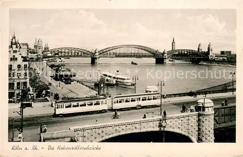 AK / Ansichtskarte Koeln_Rhein Hohenzollernbruecke Koeln_Rhein