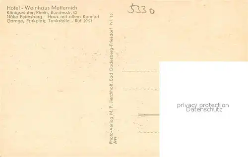 AK / Ansichtskarte Koenigswinter Hotel Weinhaus Metternich Koenigswinter