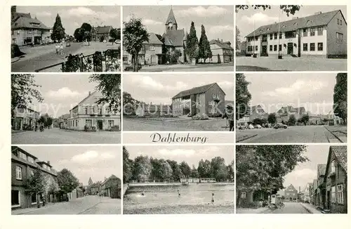 AK / Ansichtskarte Dahlenburg Orts und Teilansichten Kirche Schwimmbad Dahlenburg