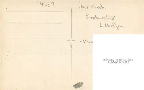 AK / Ansichtskarte Bredenscheid_Hattingen Haus Friede Versammlungssaal Bredenscheid Hattingen