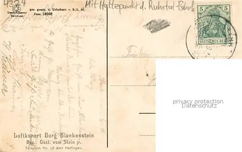 AK / Ansichtskarte Blankenstein_Ruhr Burg Blankenstein v. d. Ruhrseite Blankenstein_Ruhr