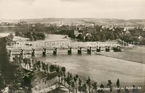 AK / Ansichtskarte Hattingen_Ruhr Totalansicht mit Ruhrbruecke Hattingen Ruhr
