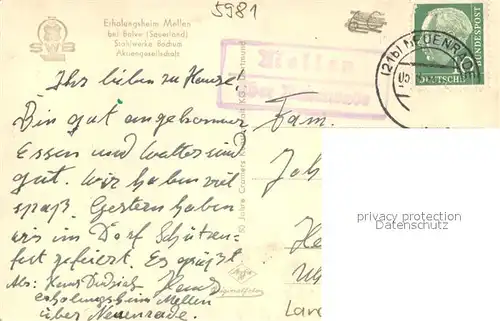 AK / Ansichtskarte Balve Erholungsheim Mellen Balve