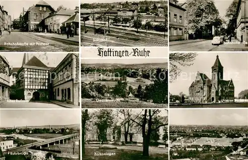 AK / Ansichtskarte Hattingen_Ruhr Bahnhof Rathaus Ruhrbruecke Parkanlagen Gesamt Hattingen Ruhr