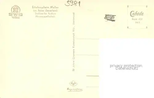 AK / Ansichtskarte Balve Erholungsheim Mellen Aussenansicht Balve