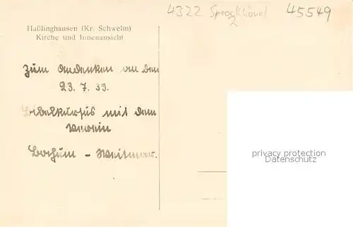 AK / Ansichtskarte Hasslinghausen Kirche und Innenansicht mit Orgel Hasslinghausen