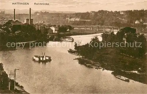 AK / Ansichtskarte Hattingen_Ruhr Ruhrbruecke Flussbadeanstalt Hattingen Ruhr