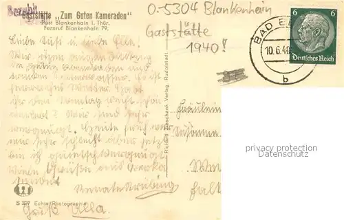 AK / Ansichtskarte Blankenhain_Thueringen Gaststaette Zum Guten Kameraden Innen  und Aussenansicht Blankenhain_Thueringen