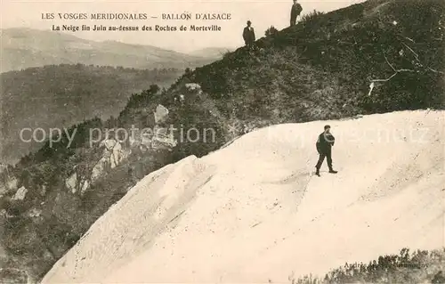 AK / Ansichtskarte Ballon_d_Alsace La neige fin Juin au dessus des Roches de Morteville 