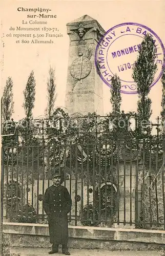 AK / Ansichtskarte Champigny sur Marne_94 Colonne du Monument 1870 71 Kriegerdenkmal Stempel 