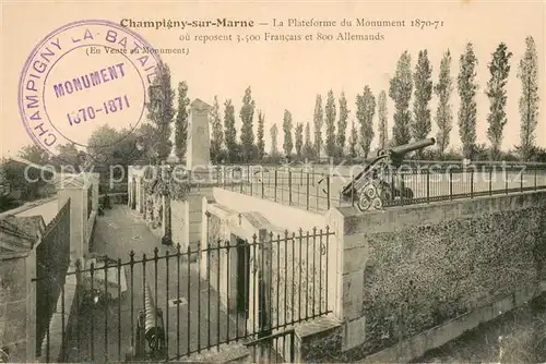 AK / Ansichtskarte Champigny sur Marne_94 Plateforme du Monument 1870 71 Kriegerdenkmal Stempel 
