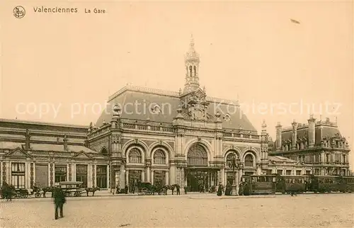 AK / Ansichtskarte Valenciennes_59 La Gare Tram Pferdedroschken 