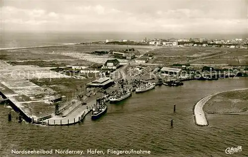 AK / Ansichtskarte Norderney_Nordseebad Hafen Fliegeraufnahme Norderney_Nordseebad