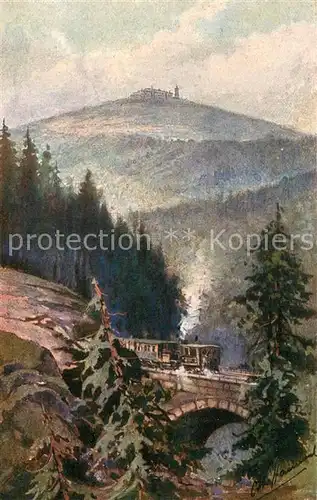 AK / Ansichtskarte Schierke_Harz Brocken Hotel mit Brockenbahn Schierke Harz