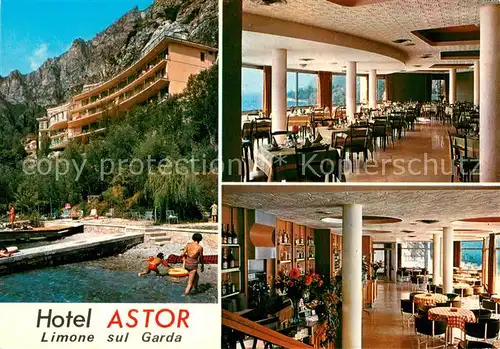AK / Ansichtskarte Limone_sul_Garda Hotel Astor Restaurant Badestrand Limone_sul_Garda