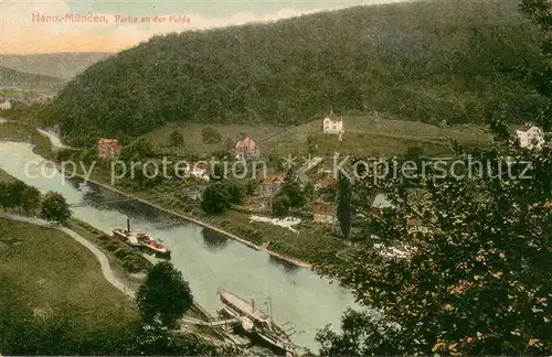 AK / Ansichtskarte Hann._Muenden Partie an der Fulda Hann. Muenden