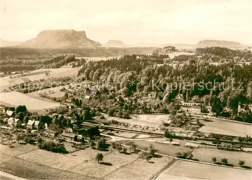 AK / Ansichtskarte Rathen_Saechsische Schweiz Panorama mit Lilienstein Tafelberg Koenigstein und Pfaffenstein Rathen Saechsische Schweiz
