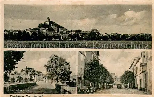 AK / Ansichtskarte Kirchhain_Hessen Gesamtansicht und Amoeneburgertor Feldpost Kirchhain Hessen