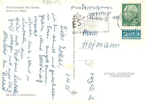 AK / Ansichtskarte Baldeneysee Fliegeraufnahme Teilansicht Blick auf Huegel Baldeneysee