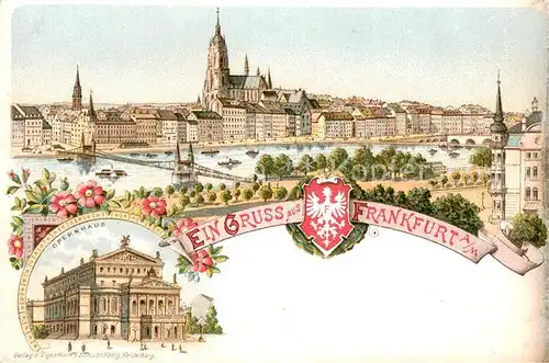 AK / Ansichtskarte Frankfurt_Main Stadtansicht mit Bruecke und Opernhaus Frankfurt Main