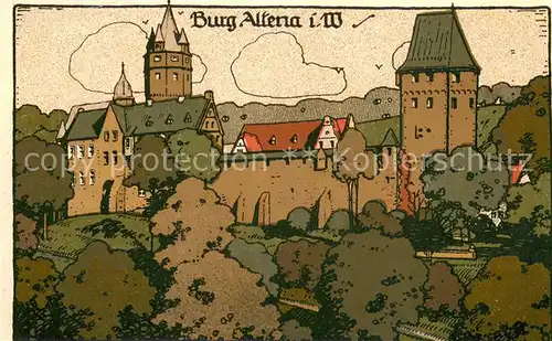 AK / Ansichtskarte Altena_Lenne Kuenstler Steinzeichnung Altena_Lenne