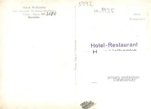 AK / Ansichtskarte Altena_Lenne Haus Helbecke Bierstube  Altena_Lenne