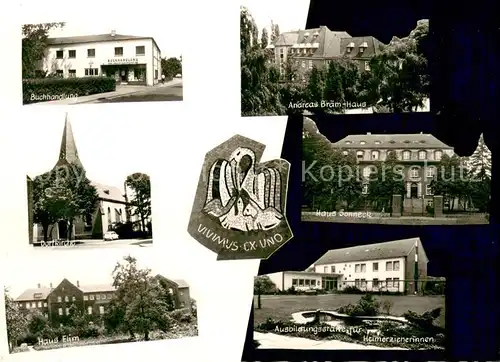 AK / Ansichtskarte Neukirchen_Neukirchen Vluyn Buchhandlung Dorfkirche Haus Elim Haus Sonneck Andreas Braem Haus  Neukirchen