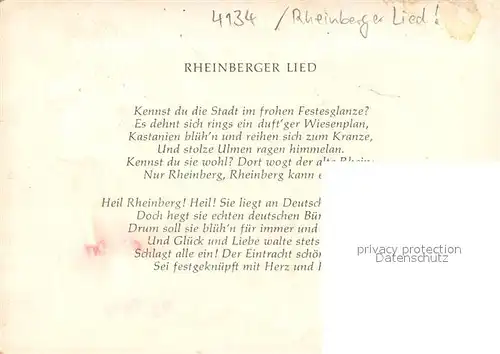 AK / Ansichtskarte Rheinberg Rheinberger Lied Rheinberg