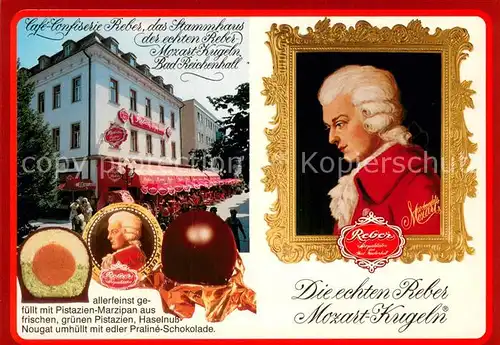 AK / Ansichtskarte Bad_Reichenhall Stammhaus Cafe Confiserie Reber Mozart Kugeln Gemaelde Bad_Reichenhall
