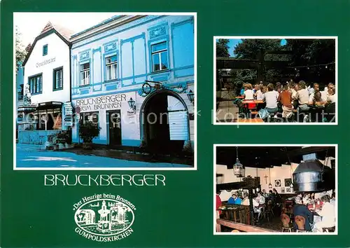 AK / Ansichtskarte Gumpoldskirchen_Niederoesterreich Bruckberger Der Heurige beim Brunnen Gaststaette Gartenrestaurant Gumpoldskirchen
