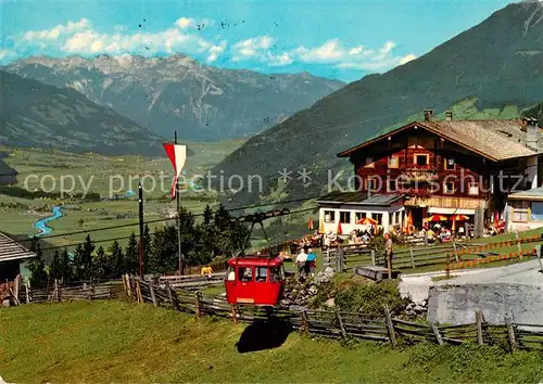 AK / Ansichtskarte Zell_Ziller_Tirol Gasthof Grindlalm Enzian Sepp Sonnenterrasse Bergbahn Talblick Alpenpanorama Zell_Ziller_Tirol
