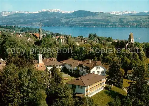 AK / Ansichtskarte Maennedorf Bibel  und Erholungsheim Panorama Blick ueber den Zuerichsee Alpen Maennedorf