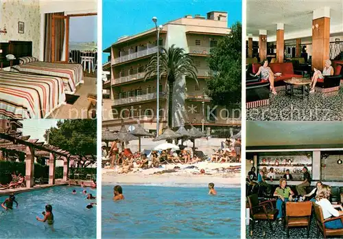 AK / Ansichtskarte Can_Pastilla_Palma_de_Mallorca Hotel Oasis Halle Bar Fremdenzimmer Swimming Pool Strand Can_Pastilla