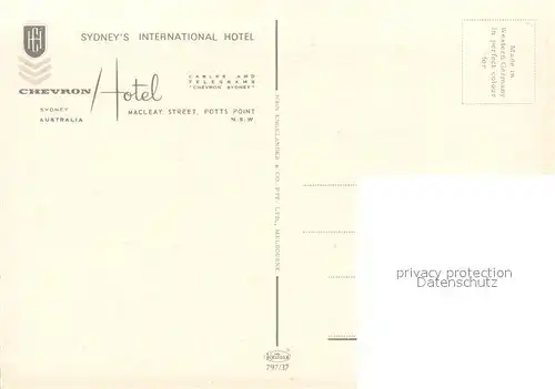 AK / Ansichtskarte Sydney_New_South_Wales Chevron International Hotel Sydney_New_South_Wales