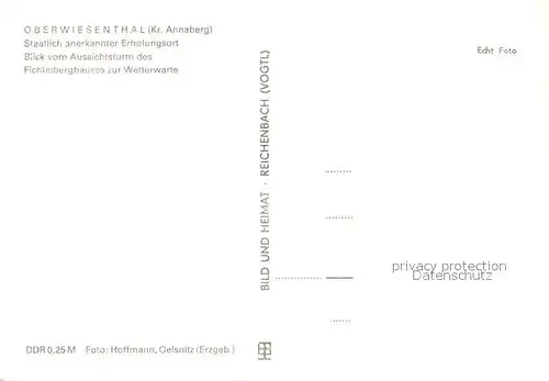 AK / Ansichtskarte Oberwiesenthal_Erzgebirge Panorama Blick vom Aussichtsturm des Fichtelberghauses zur Wetterwarte Oberwiesenthal Erzgebirge