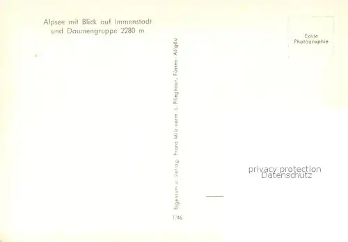 AK / Ansichtskarte Immenstadt_Allgaeu Panorama Blick ueber den Alpsee mit Daumengruppe Alpen Immenstadt_Allgaeu