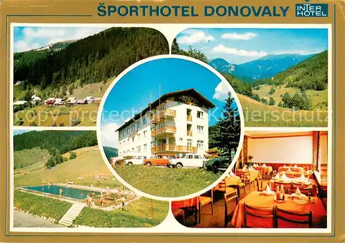 AK / Ansichtskarte Donovaly Sporthotel Restaurant Swimming Pool Landschaftspanorama Niedere Tatra Donovaly